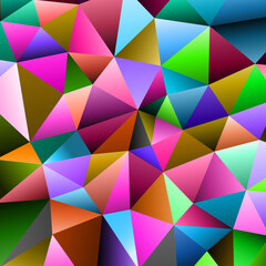 Fototapeta premium Polygonal rainbow mosaic background. Abstract low poly vector illustration. Triangular pattern in halftone style. Template geometric business design with triangle for poster, banner, card, flyer