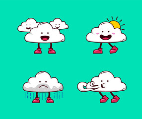 weather forecast with cloud cartoon mascot illustration