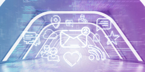 Light Corridor modern background. Futuristic Sci-Fi Tunnel. 3D Rendering