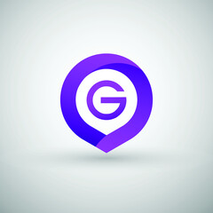 Abstract 3D Letter G Vector Logo Design. Modern and Creative Purple Gradient Letter G Circle Logo Design isolated on white background.