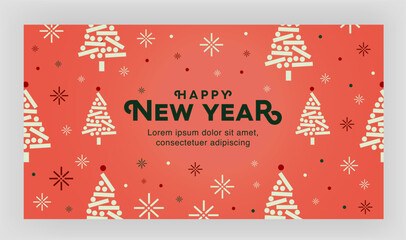 New Year Christmas Set of greeting cards, posters, holiday covers. Geometric Xmas design with stylized Christmas Tree made of geometric shapes and snowflakes. Happy new year.	
