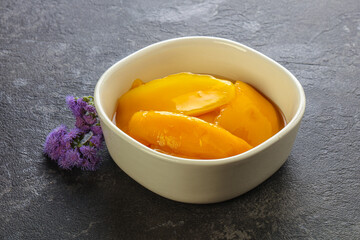 Sweet canned tropical fruit mango