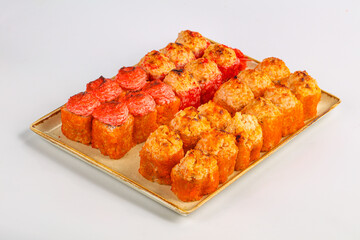 Baked japanese traditional sushi roll