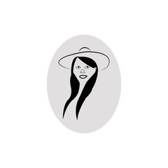 Woman face silhouette character illustration logo icon vector