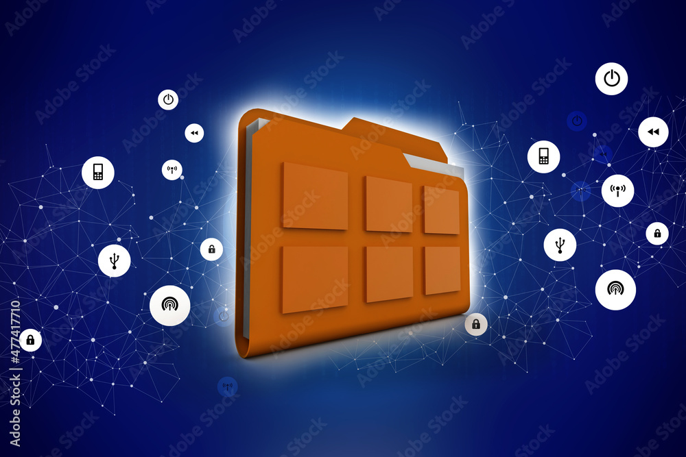 Poster 3d rendering folder with documents