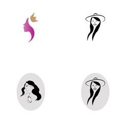 Woman face silhouette character illustration logo icon vector