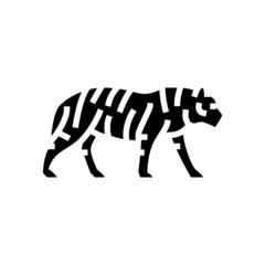 tiger animal in zoo glyph icon vector. tiger animal in zoo sign. isolated contour symbol black illustration