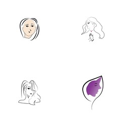 Woman face silhouette character illustration logo icon vector