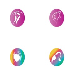 Woman face silhouette character illustration logo icon vector