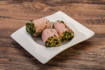 Ham roll with cheese and garlic