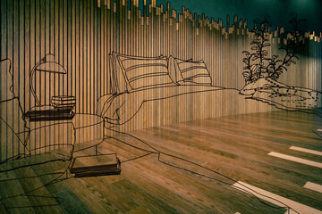 Luxury Bedroom Design with Wooden Accents (illustration) - 3D Visualization