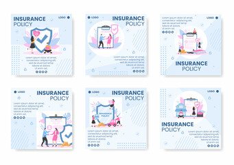 Obraz na płótnie Canvas Insurance Policy Post Template Flat Design Illustration Editable of Square Background to Social media, Greeting Card or Web