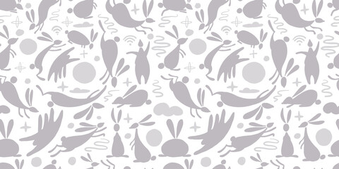 Funny rabbits. Mid-autumn festival. Seamless Pattern Background for your design