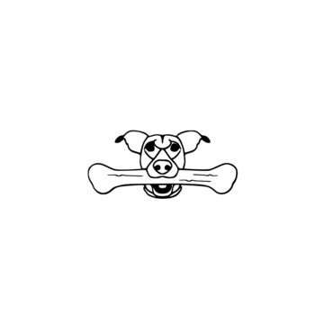 Vector illustration of dog with bone