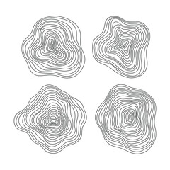 Abstract tree rings. Vector topographic map concept. Seamless background. Thin black lines on white