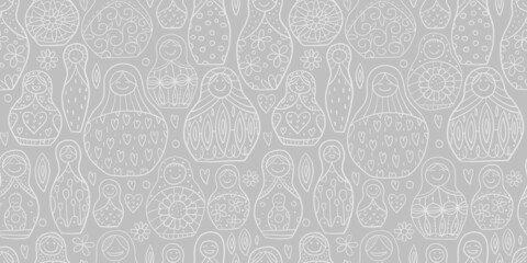 Seamless pattern with russian nesting dolls, Matryoshka