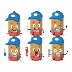 mechanic Pencil cute mascot character with pliers