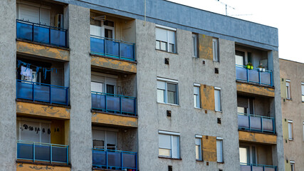 Fototapeta na wymiar Multi-storey residential house in Mezokovesd