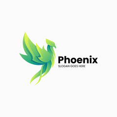 Vector Logo Illustration Phoenix Gradient Colorful Style.