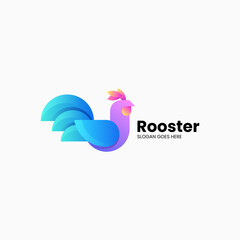 Vector Logo Illustration Rooster Gradient Colorful Style.