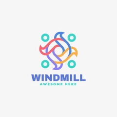 Vector Logo Illustration Windmill Line Art Style.