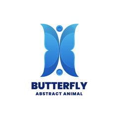 Vector Logo Illustration Butterfly Gradient Colorful Style.