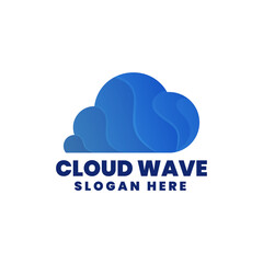 Vector Logo Illustration Cloud Wave Gradient Colorful Style.