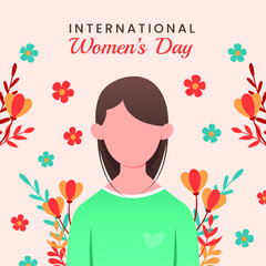 Happy Women's Day. International holiday. Strong and independent girls. Feminists. Women of all colors are beautiful. Vector illustration on an isolated background for cards, banners, prints, posters