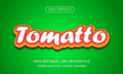 Tomato editable text effect.food menu theme.vector
