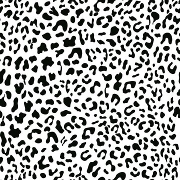Leopard print black white pattern, seamless modern background.