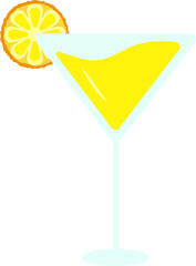 Cocktail with lemon isolated vector, fresh summer drink in glass 