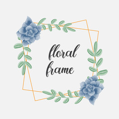 Watercolor floral frame design 