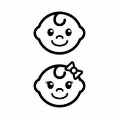 Cute Baby Boy And Girl, Family Kids, Children Vector Icon Illustration Design