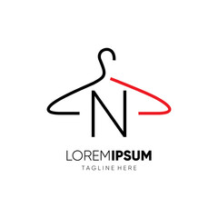 Initial Letter N Hanger Logo Design Vector Icon Graphic Emblem Illustration