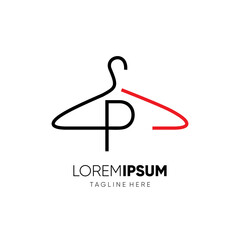 Initial Letter P Hanger Logo Design Vector Icon Graphic Emblem Illustration