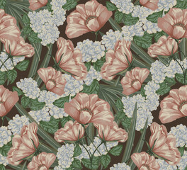 Sweet Blush Home collection - classic, nostalgic botanical seamless repeat pattern designs that would be perfect for home decor, upholstery, wallpaper or apparel. - 477424970