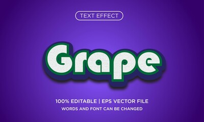 grape text effect, editable fresh and food text style.vector premiun