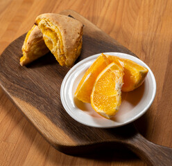 Homemade pies with tangerine cream