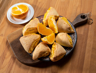 Homemade pies with tangerine cream