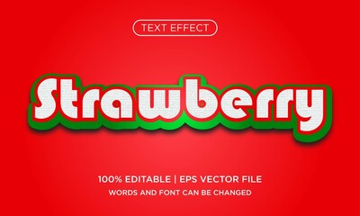 strawberry text effect, editable fresh and food text style.vector premiun