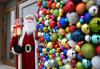 Santa Claus toy and christmas tree decorations