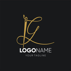 Letter  G Sewing Needle Logo Design Vector Icon Graphic Emblem Illustration