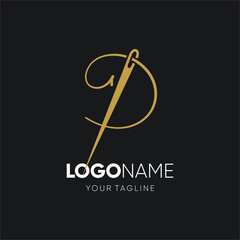 Letter P Sewing Needle Logo Design Vector Icon Graphic Emblem Illustration