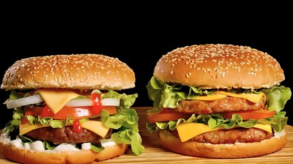 hamburger on black background