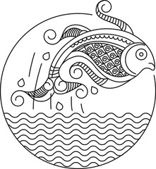 Indian Traditional and Cultural Rangoli, Alpona, Kolam, or Paisley vector line art. Bengal art India. for textile printing, logo, wallpaper