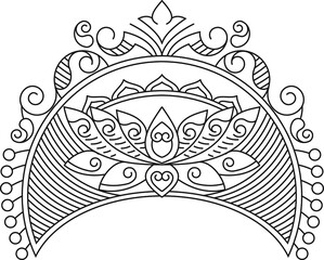 Indian Traditional and Cultural Rangoli, Alpona, Kolam, or Paisley vector line art. Bengal art India. for textile printing, logo, wallpaper