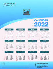 2022 single page wall calendar template simple design 