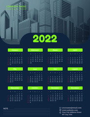 2022 single page wall calendar template simple design 
