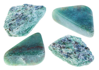 set of various fuchsite stones cutout