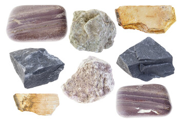 set of various mudstone rocks cutout stone